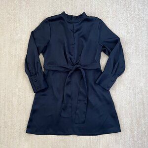Banana Republic Factory Blue Satin Long Sleeve Dress 16